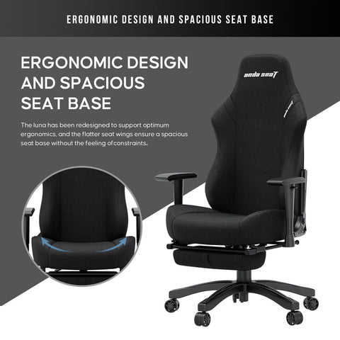 Andaseat Luna Pro with Footrest, Gaming Chair Large , Fabric