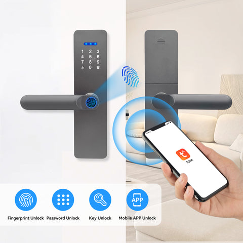 غوبيتا N003، قفل ذكي واي فاي TUYA للأبواب الخشبية مع بصمة الإصبع وRFID ورمز المرور