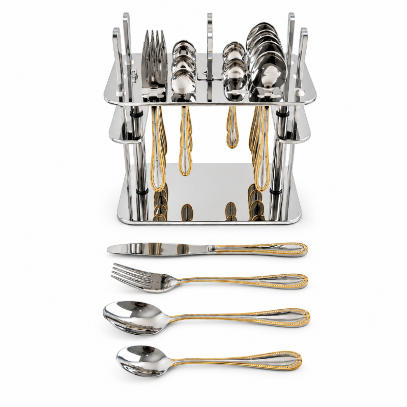 Gold Stainless Steel Cutlery Set - 24pcs