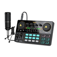 استوديو إنتاج بودكاست محمول متعدد الإمكانات من Maonocaster AU-AM200S1 Lite مزود بميكروفون - أسود