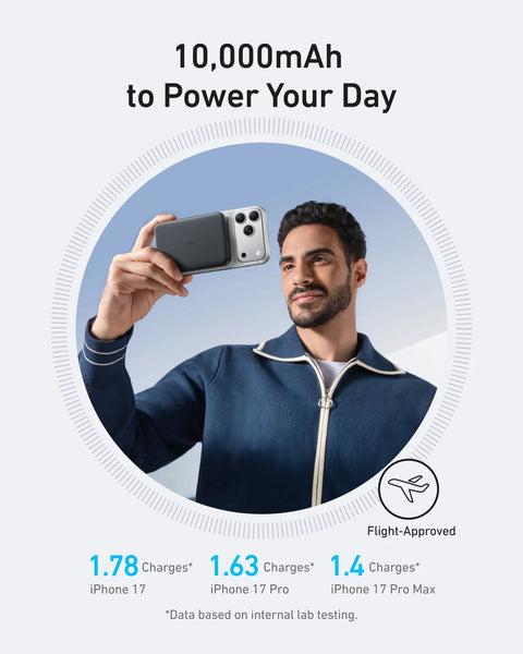 Anker MagGo Power Bank, Ultra-Slim 10,000mAh Magnetic Battery Pack - Black