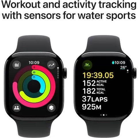 Apple Watch Series 10 GPS + Cellular 46mm Jet Black Aluminium Case With Black Sport Band