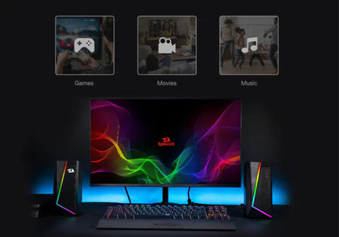 Redragon GS520, ANVIL RGB Wired Gaming Stereo Speakers - Black