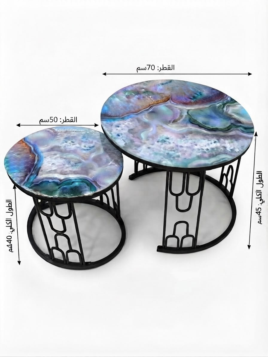 2-Piece Marble Center Table Set (70 cm & 50 cm)