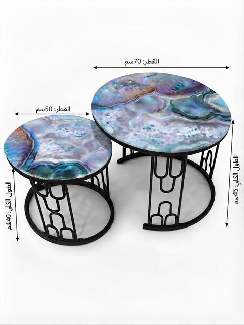 2-Piece Marble Center Table Set (70 cm & 50 cm)