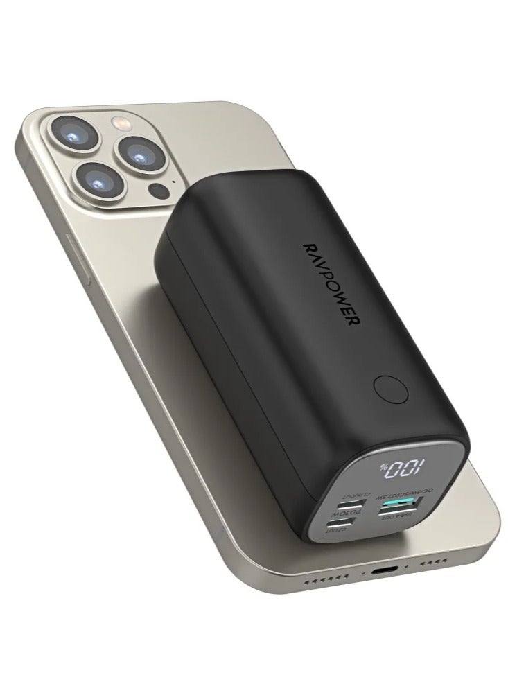 14000 mAh RAV Power RP-PB208 Mini PD Pioneer PD30W 3-Port Power Bank Black