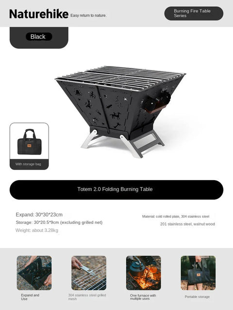 Naturehike Folding Fire Rack - Black (30*30*23)
