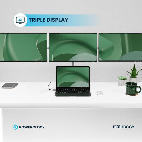 Powerology, 13-in-1 USB-C Hub, 4K HDMI, 100W PD, Ethernet, SD/MicroSD, 3.5mm AUX