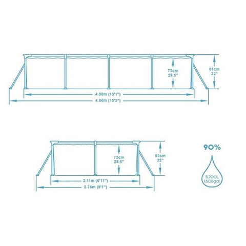 BESTWAY Steel Pro™ Rectangular Pool 4.00m x 2.11m x 0.81m – 5.700L – 56405