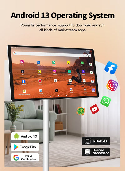 24" Touchscreen FHD Smart TV with Stand, Android 13, 6GB RAM + 64GB Storage