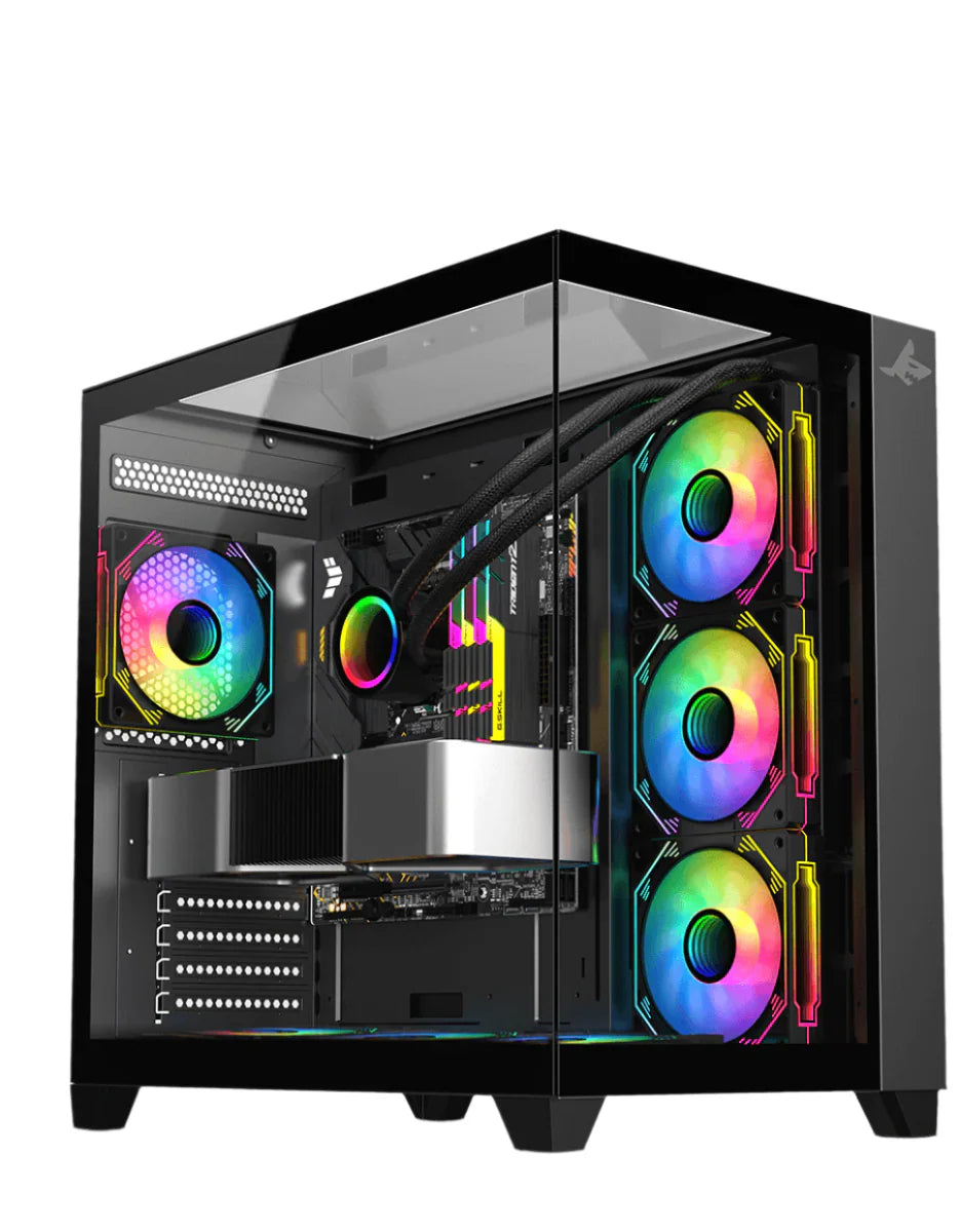 جهاز كمبيوتر ألعاب بمعالج Intel Core i7-12700F، وبطاقة رسومات RTX 5060 Ti، وذاكرة RAM بسعة 16GB