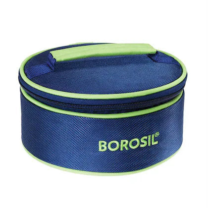 Borosil Glass Tiffin Lunch Box with Blue Carry Bag – 620 ml