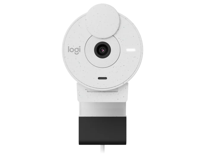 كاميرا ويب Logitech Brio 300 USB-C بدقة 1080 بكسل مع مصراع للخصوصية - أبيض فاتح