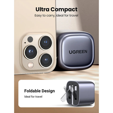 UGREEN Nexode 30W USB-C PD GaN Fast Charger UK -folding foot (Black) CD305