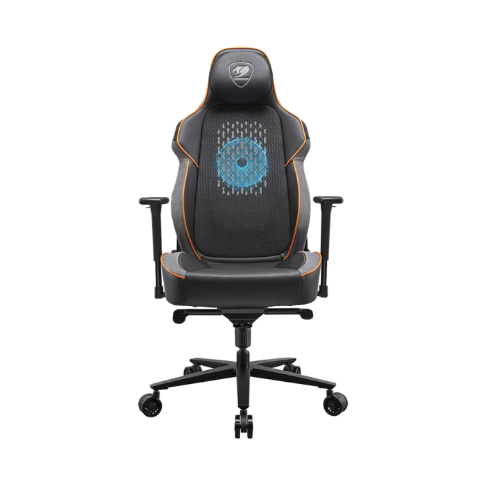 Cougar Chair NXSYS Aero, Adjustable 3D armrest, Breathable PVC leather, 200mm ARGB Fan - Black / Orange