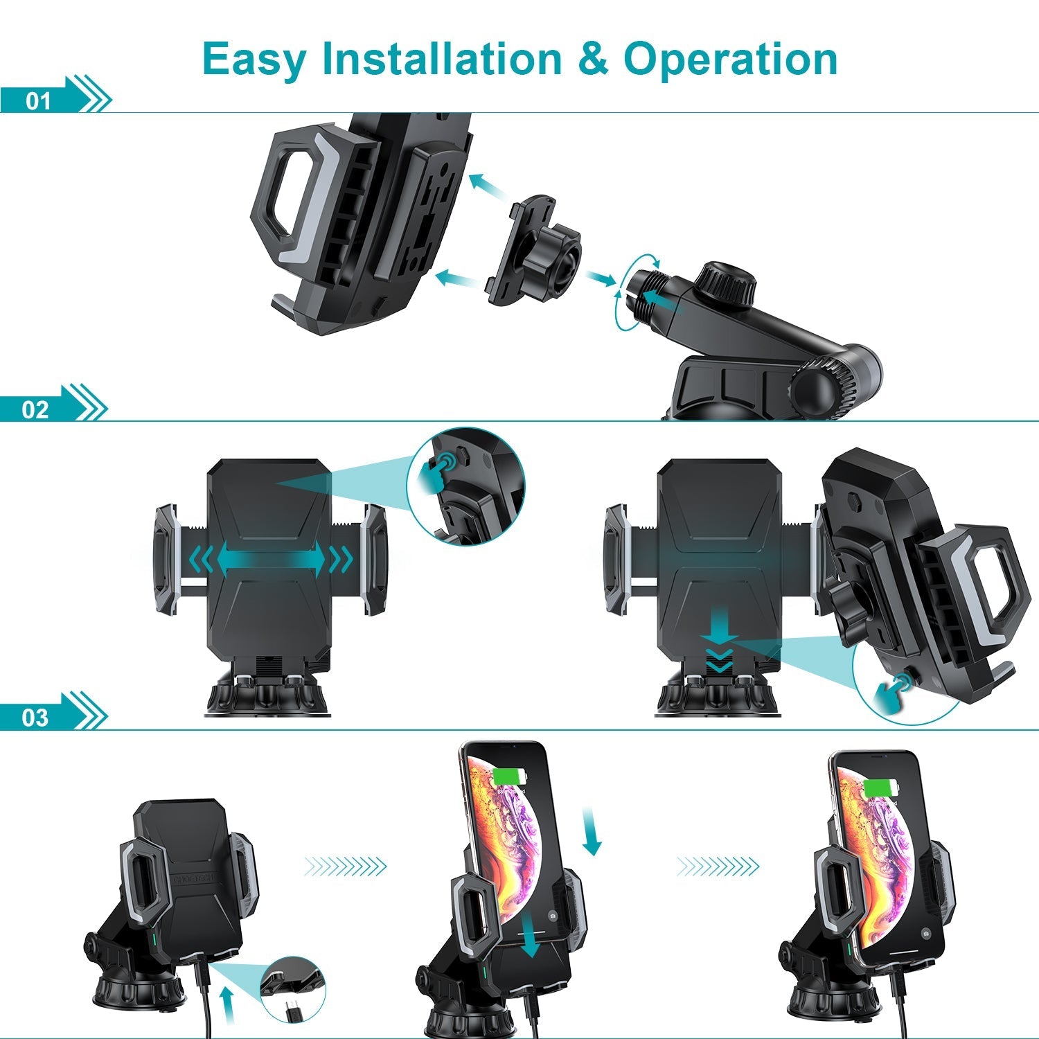 Choetech 15W Wireless Car Mount - Black T521-S - Level UpLevel UpCar Mount6971824976151