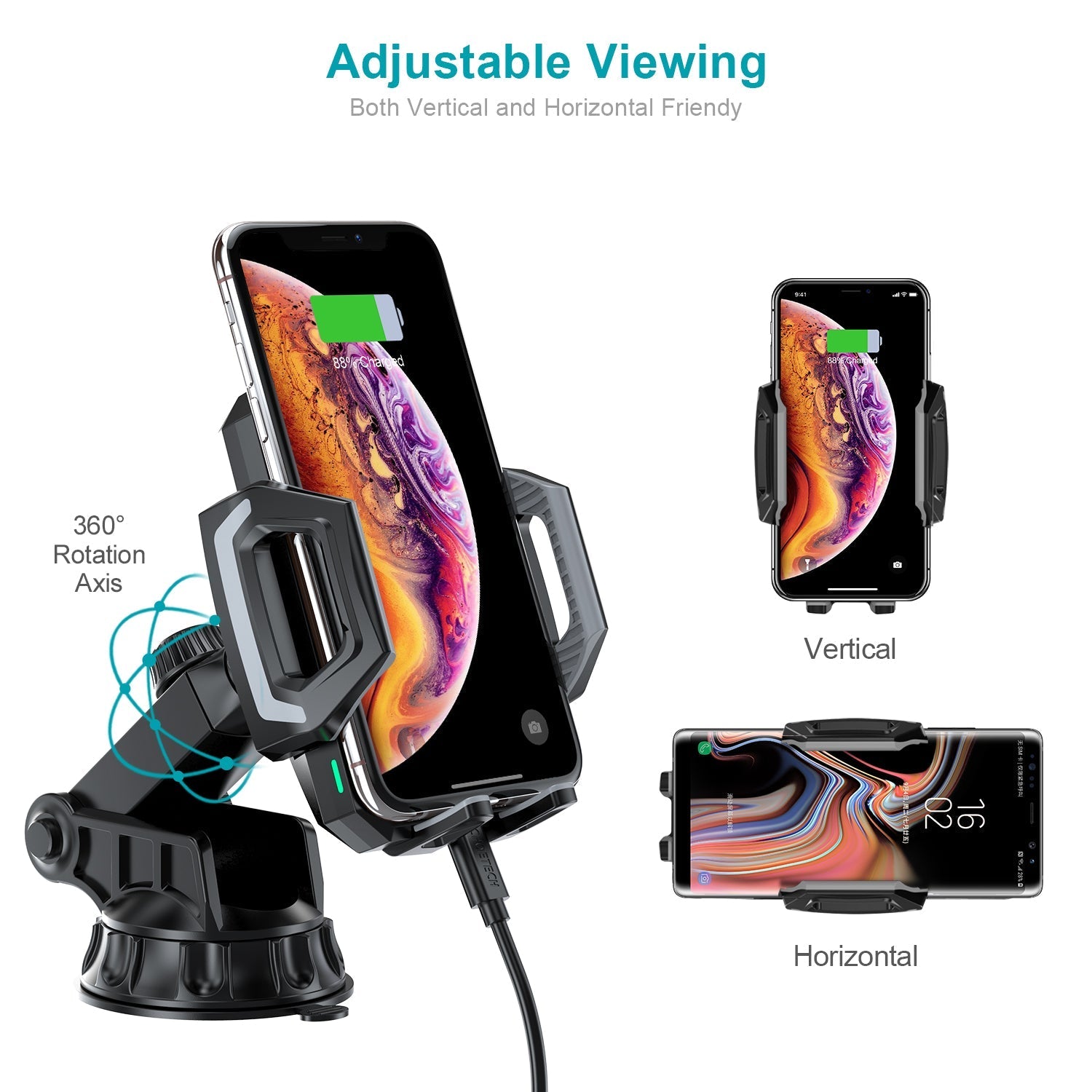 Choetech 15W Wireless Car Mount - Black T521-S - Level UpLevel UpCar Mount6971824976151