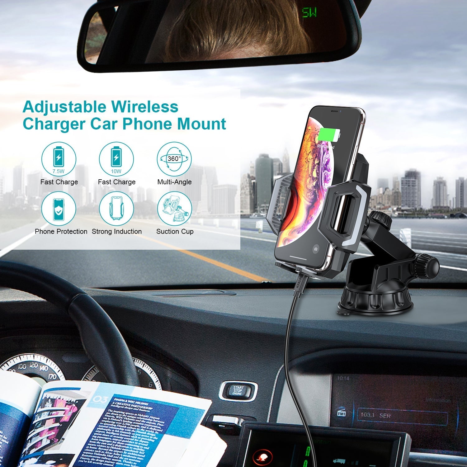 Choetech 15W Wireless Car Mount - Black T521-S - Level UpLevel UpCar Mount6971824976151