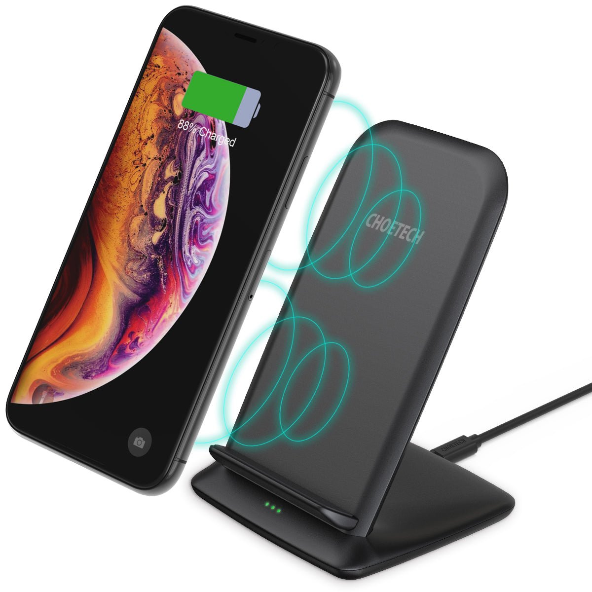 Choetech 15W Wirless Charger Stand - Black T555-F-101ABBK - Level UpLevel UpDesk HoldersX001A1H5P9