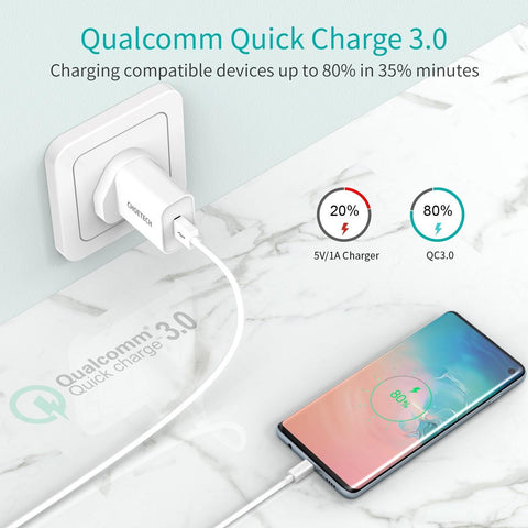 Choetech 18W USB-A Charge + AC Cable - Black