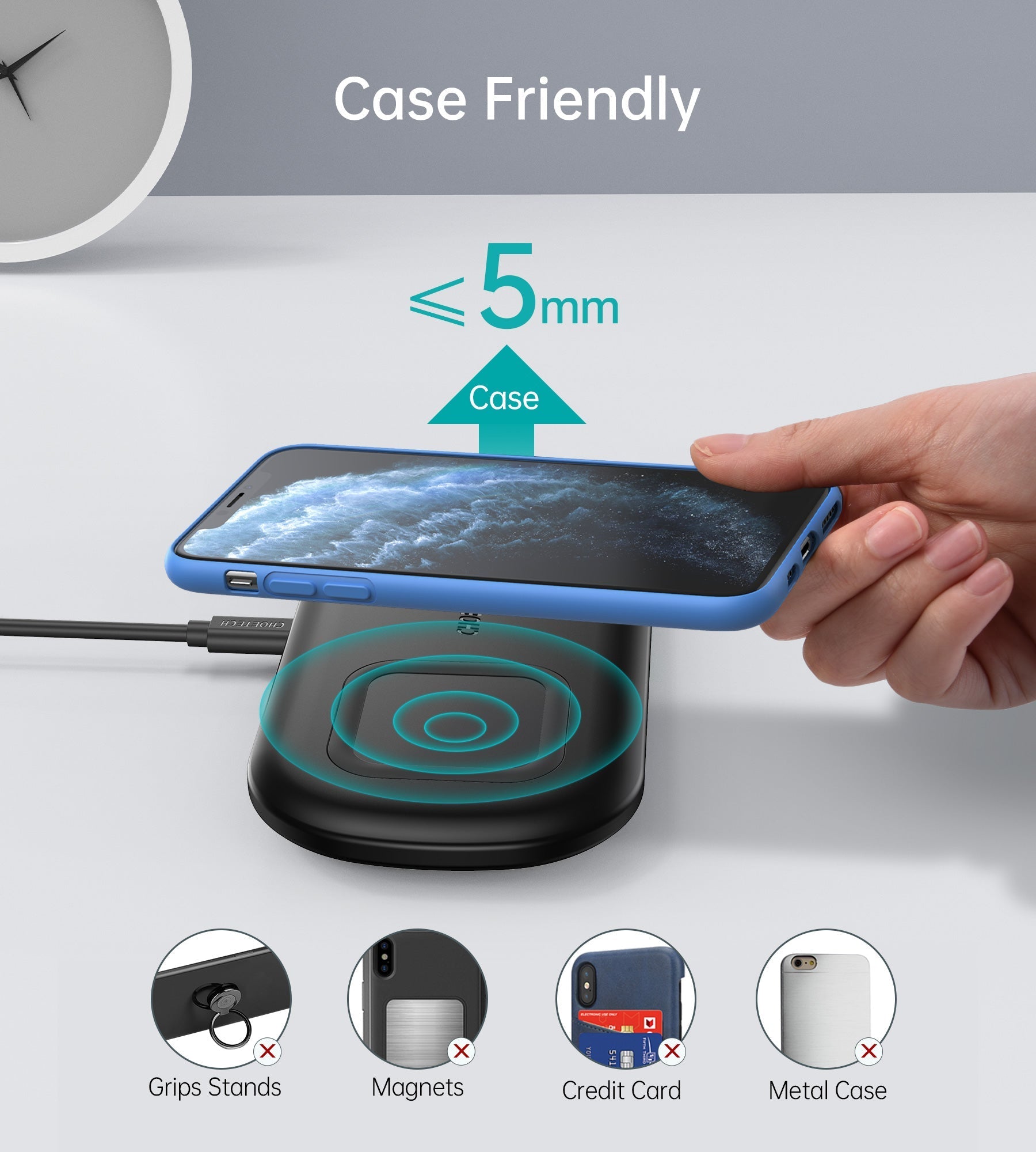 CHOETECH 2 in 1 Wireless Charger, 10W Max Wireless Charging Pad with Adapter for Galaxy Watch - T570 - Level UpLevel UpAdapter6971824977462 - X0019Y2GSN
