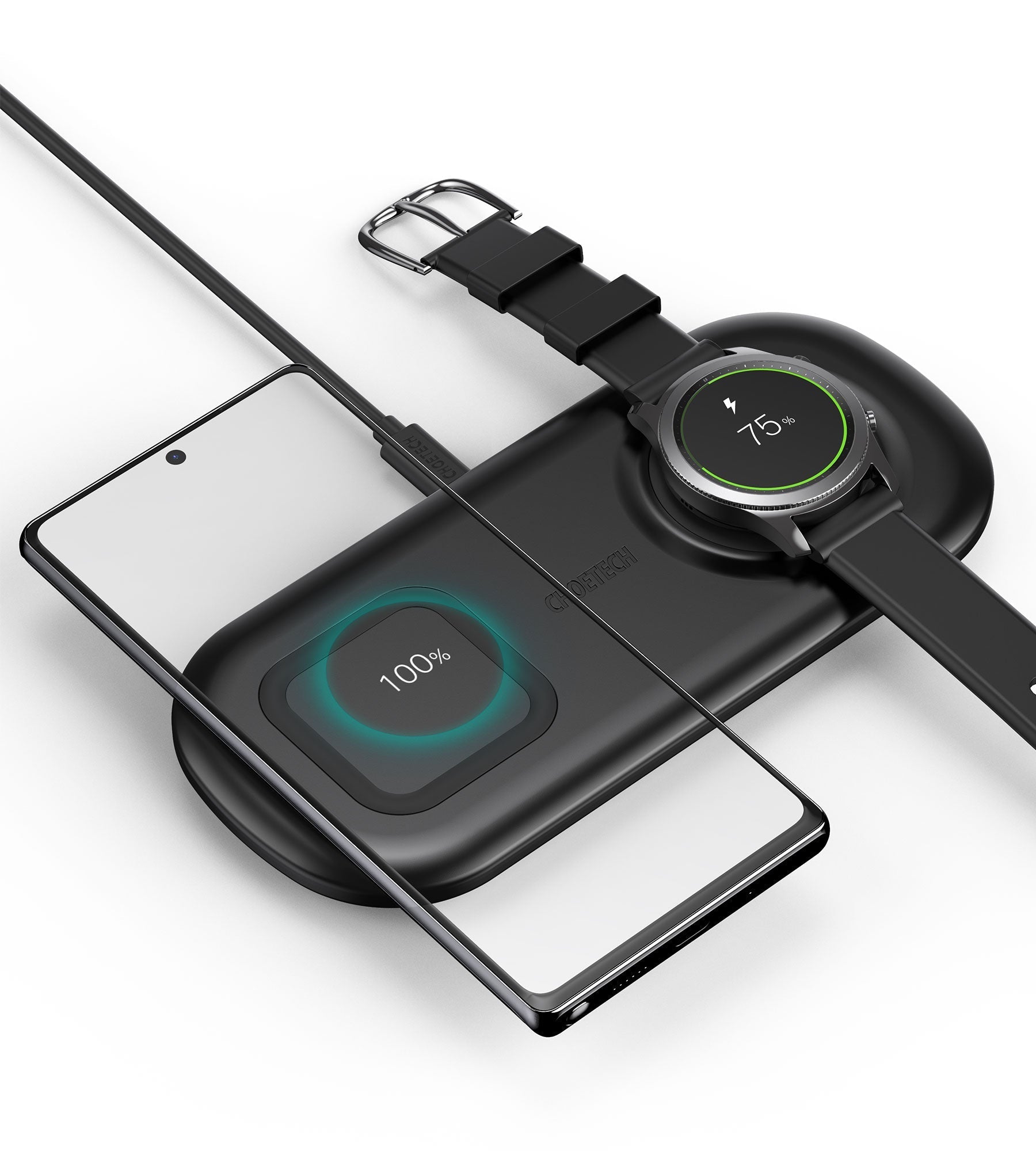 CHOETECH 2 in 1 Wireless Charger, 10W Max Wireless Charging Pad with Adapter for Galaxy Watch - T570 - Level UpLevel UpAdapter6971824977462 - X0019Y2GSN