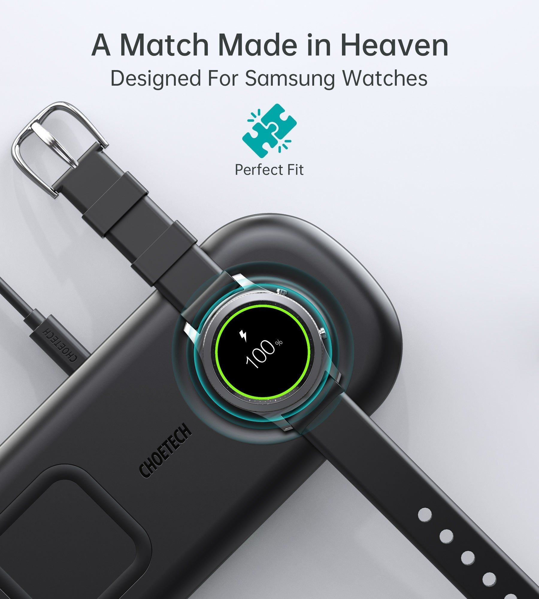 CHOETECH 2 in 1 Wireless Charger, 10W Max Wireless Charging Pad with Adapter for Galaxy Watch - T570 - Level UpLevel UpAdapter6971824977462 - X0019Y2GSN