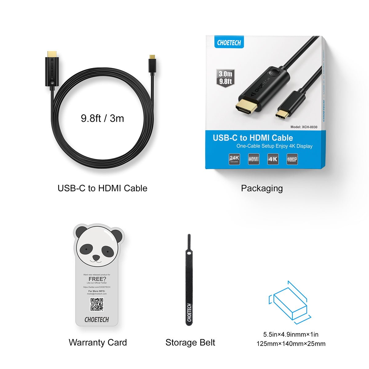 Choetech 3M Type C to HDMI Cable - 3M XCH-0030BK - Level UpLevel UpHDMI AdapterX0019Y6HBZ