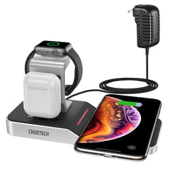 Choetech 4 in 1 MFI Wireless Charging Dock - Silver - Level UpLevel UpAdapter6971824974539