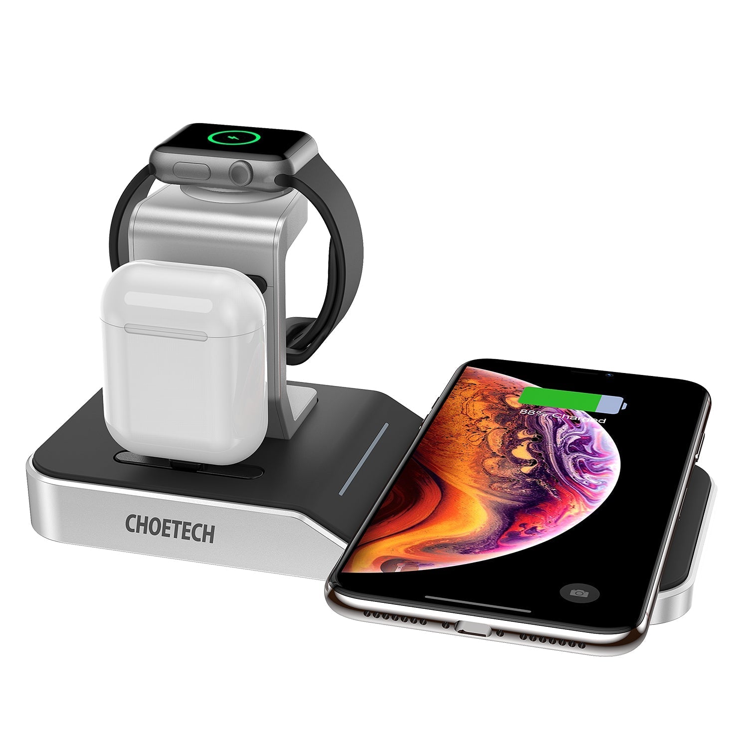 Choetech 4 in 1 MFI Wireless Charging Dock - Silver - Level UpLevel UpAdapter6971824974539