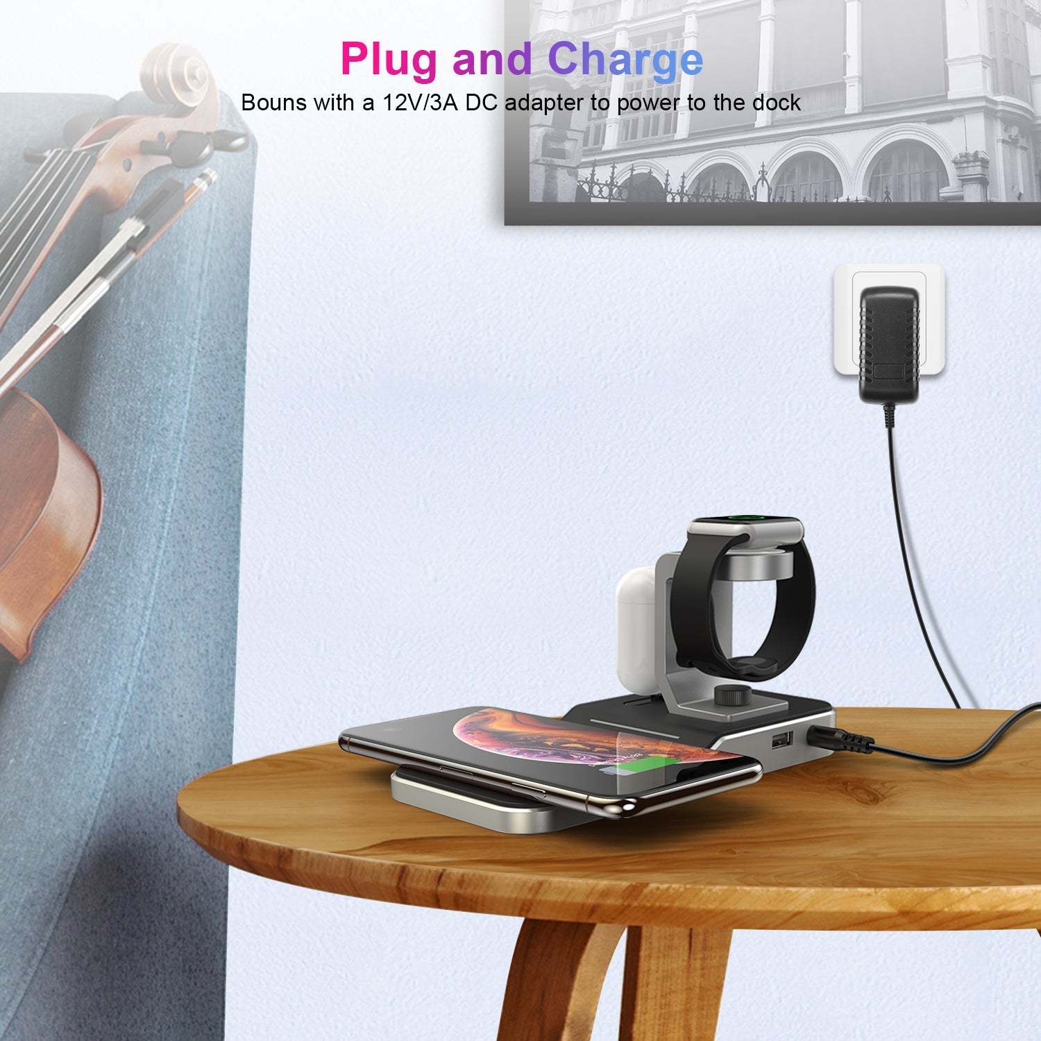Choetech 4 in 1 MFI Wireless Charging Dock - Silver - Level UpLevel UpAdapter6971824974539