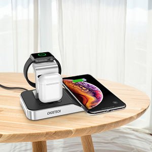 Choetech 4 in 1 MFI Wireless Charging Dock - Silver - Level UpLevel UpAdapter6971824974539