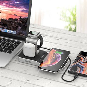 Choetech 4 in 1 MFI Wireless Charging Dock - Silver - Level UpLevel UpAdapter6971824974539