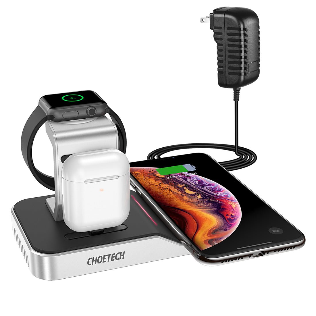 Choetech 4 in 1 MFI Wireless Charging Dock - Silver - Level UpLevel UpAdapter6971824974539