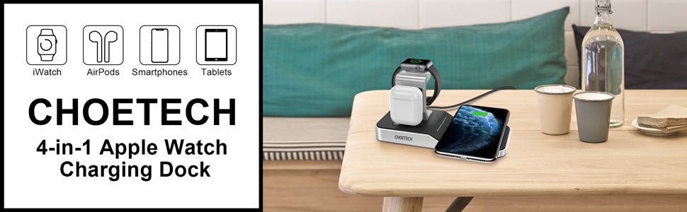 Choetech 4 in 1 MFI Wireless Charging Dock - Silver - Level UpLevel UpAdapter6971824974539