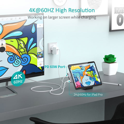 Choetech 4 in 1 USB C Dock For all usb C Devices - Grey HUB-M13-BK