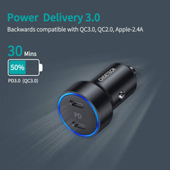 CHOETECH 40W 2-Port PD20W All Metal Fast Car Charger C0054-V2-SL - Level UpLevel UpCar Charger6971824979718