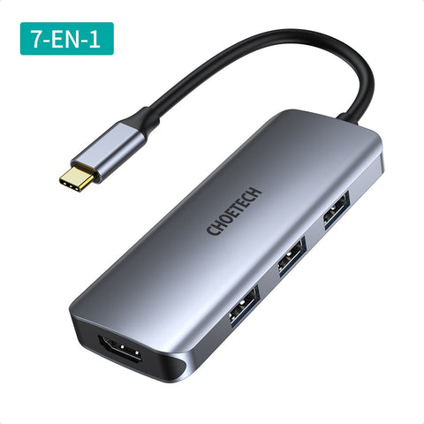 Choetech 7 in 1 USB C HUB - Silver