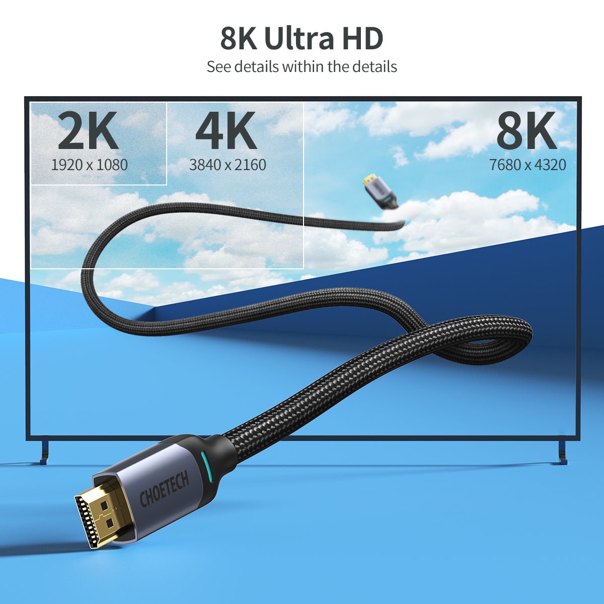 Choetech 8K 2M HDMI to HDMI Cable - Black XHH01 - Level UpLevel UpCables6971824976281