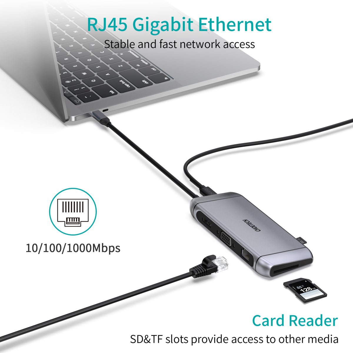 Choetech 9 in 1 USB C HUB - Silver HUB-M15 - Level UpLevel UpAdapter6971824975055