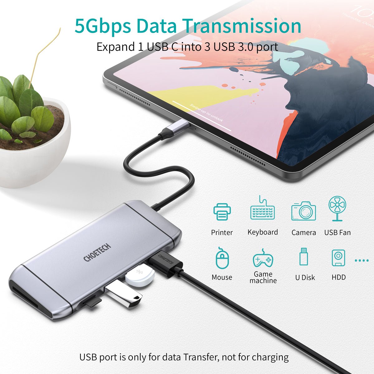 Choetech 9 in 1 USB C HUB - Silver HUB-M15 - Level UpLevel UpAdapter6971824975055