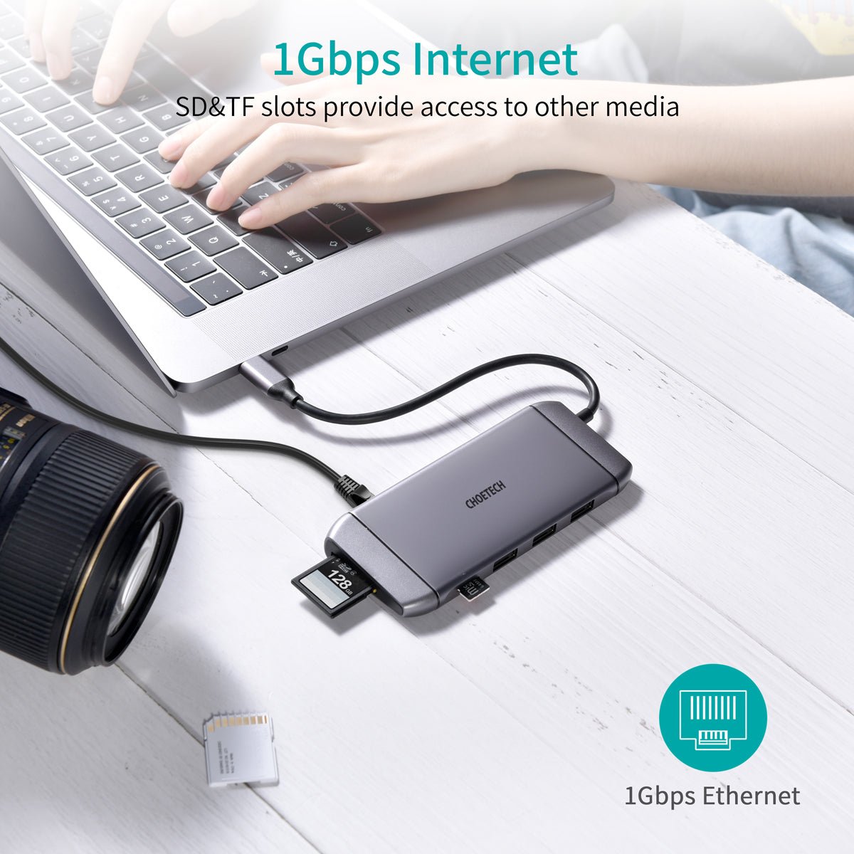 Choetech 9 in 1 USB C HUB - Silver HUB-M15 - Level UpLevel UpAdapter6971824975055