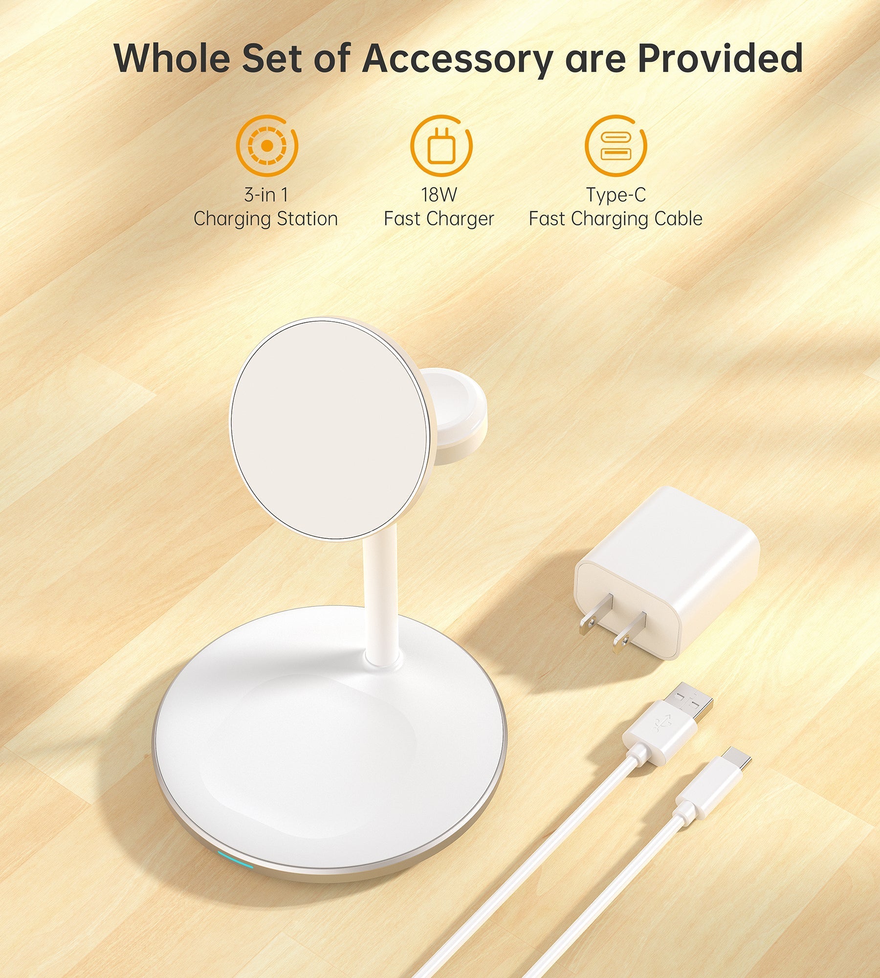 Choetech Magleap Duo 3in1 Magnetic wireless charger station for iPhone 12/13/14 series,AirPods Pro with Iwatch holder - Level UpLevel UpAdapter6932112101853