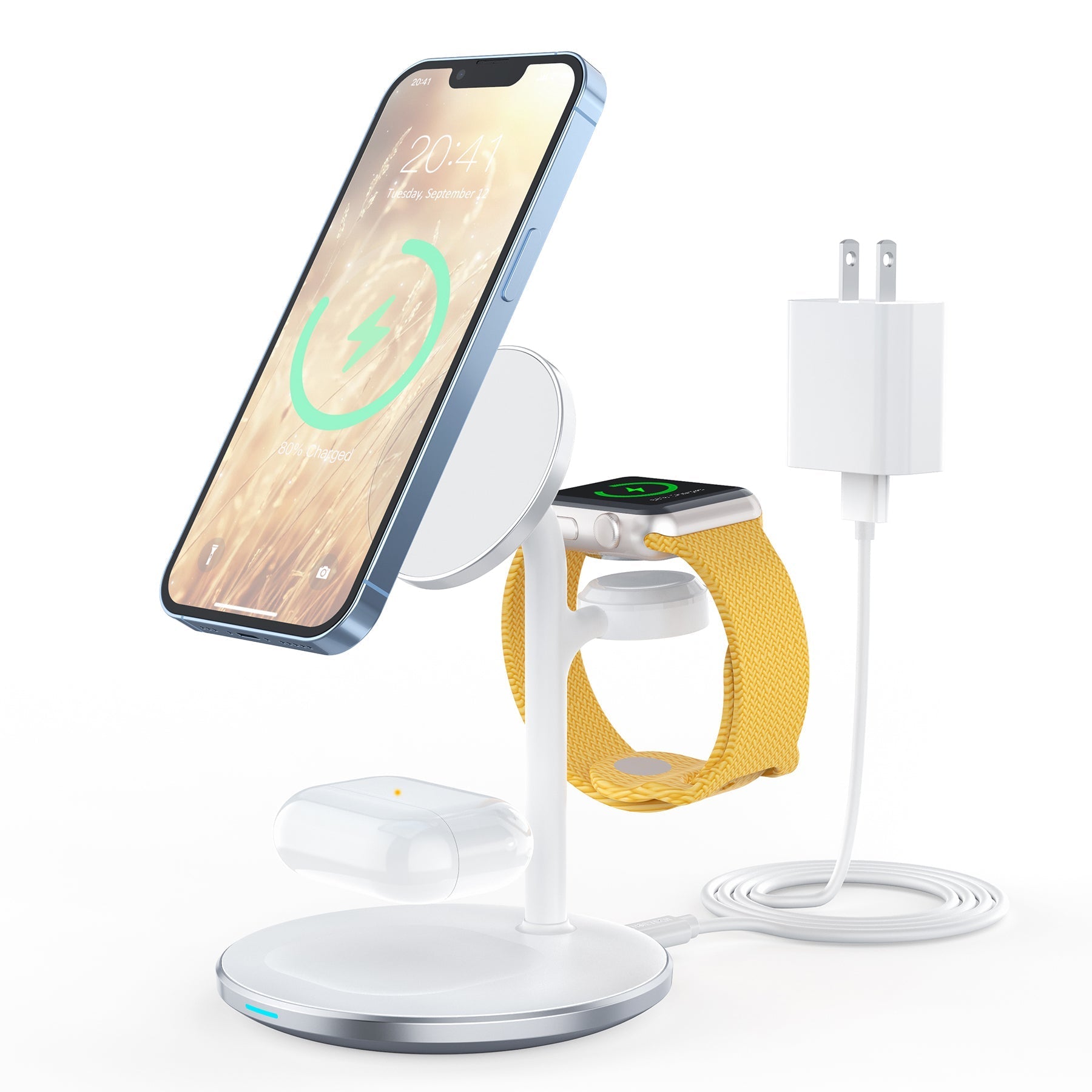 Choetech Magleap Duo 3in1 Magnetic wireless charger station for iPhone 12/13/14 series,AirPods Pro with Iwatch holder - Level UpLevel UpAdapter6932112101853