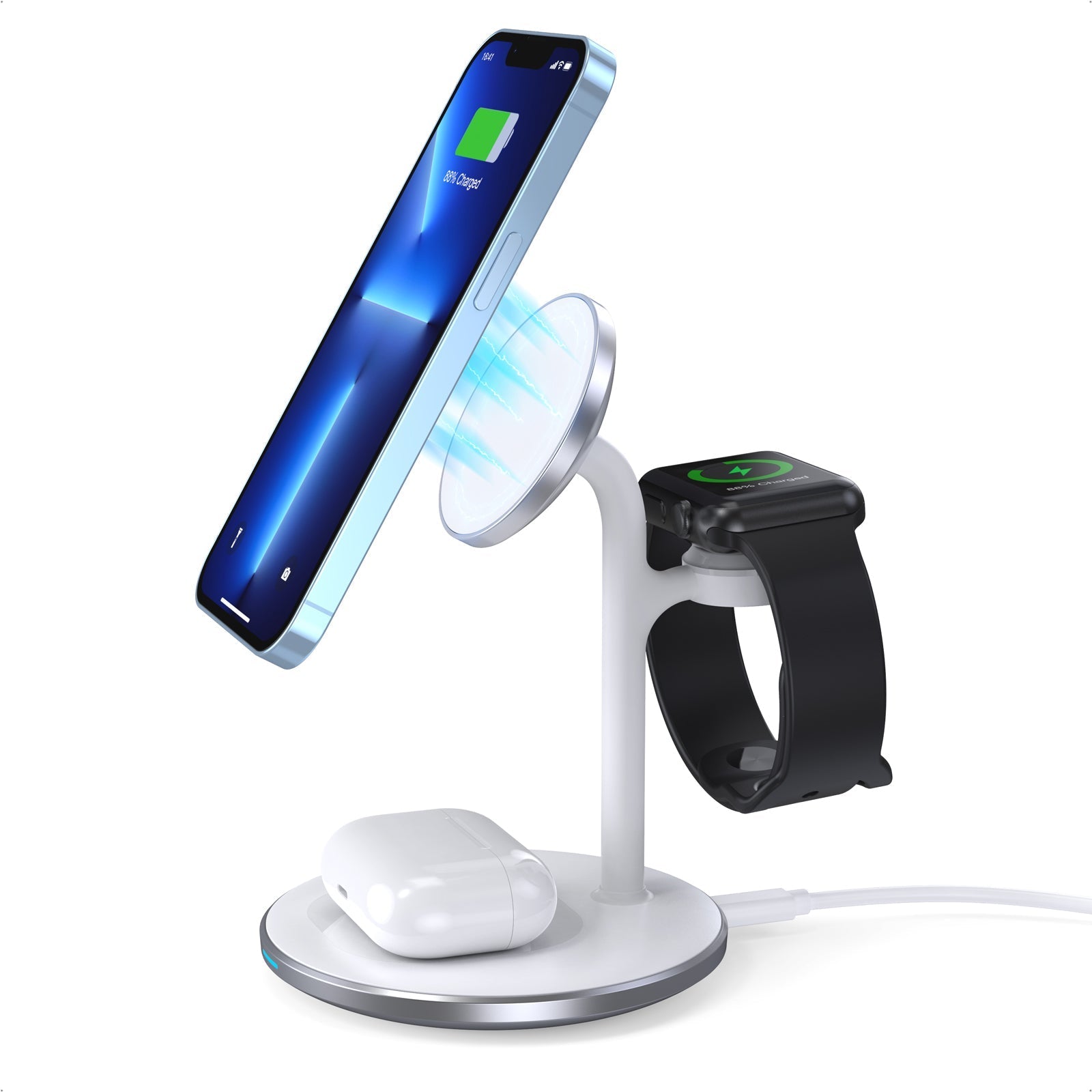 Choetech Magleap Duo 3in1 Magnetic wireless charger station for iPhone 12/13/14 series,AirPods Pro with Iwatch holder - Level UpLevel UpAdapter6932112101853