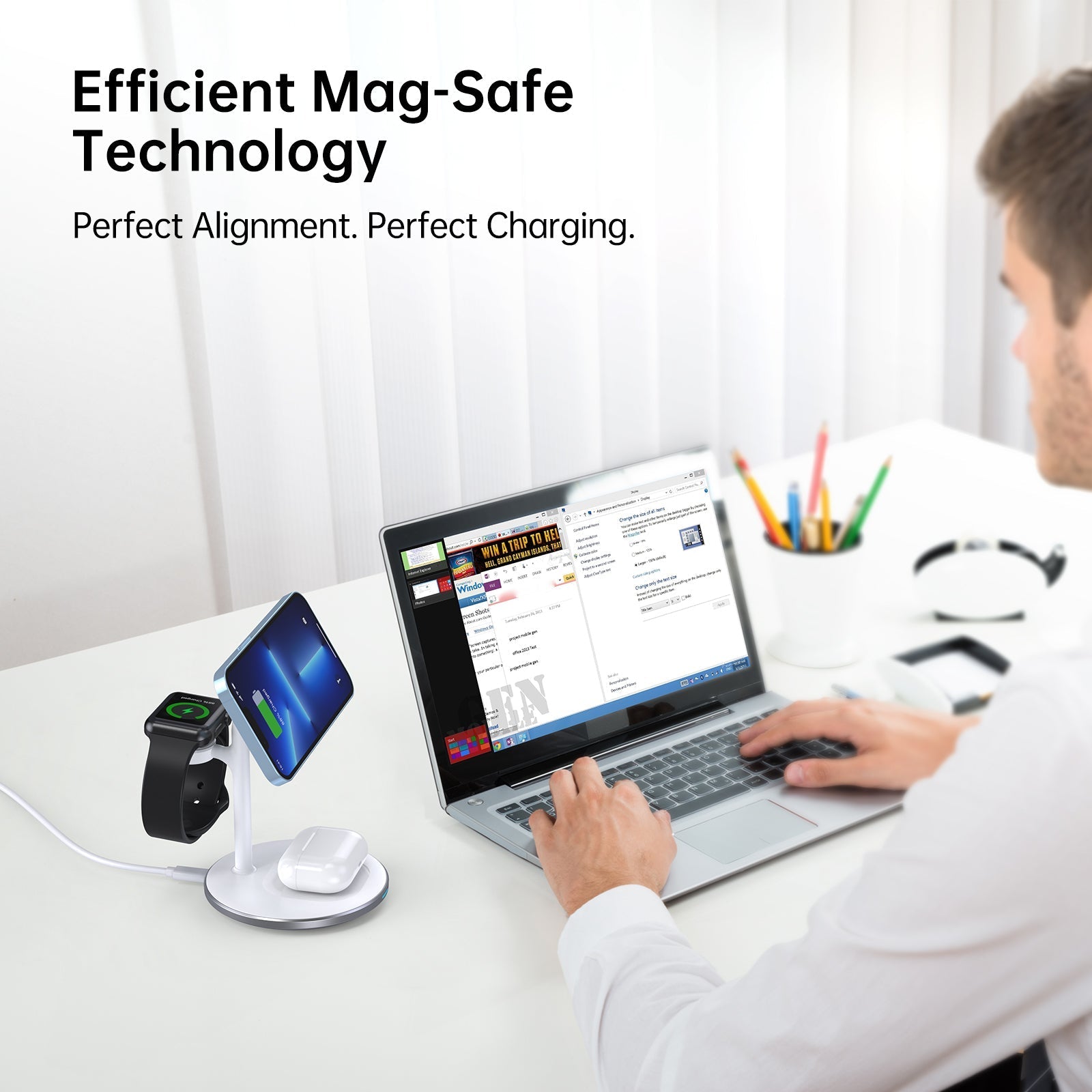 Choetech Magleap Duo 3in1 Magnetic wireless charger station for iPhone 12/13/14 series,AirPods Pro with Iwatch holder - Level UpLevel UpAdapter6932112101853
