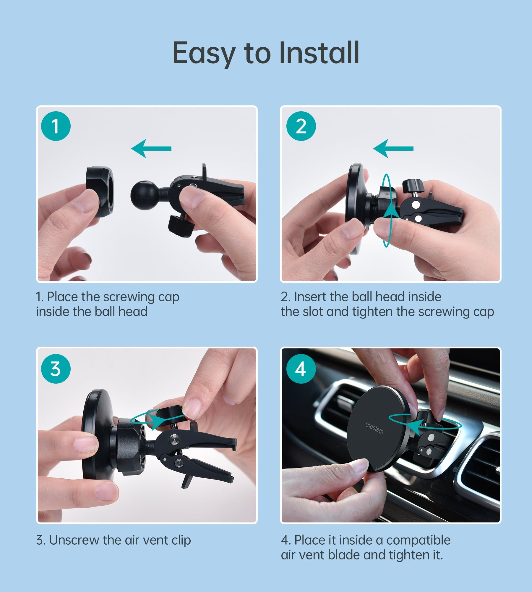 Choetech MagSafe Car Holder AT0004-BK - Level UpLevel UpCar Mount6971824978209