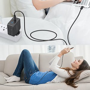 Choetech PD 100W GaN dual USB-C UK Charger with CC cable - Black PD6008-UK-CCBK