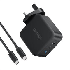 Choetech PD 100W GaN dual USB-C UK Charger with CC cable - Black PD6008-UK-CCBK - Level UpLevel UpAdapter6971824975980