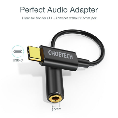 Choetech USB-C to 3.5mm Audio Jack Adaptor AUX003-BK